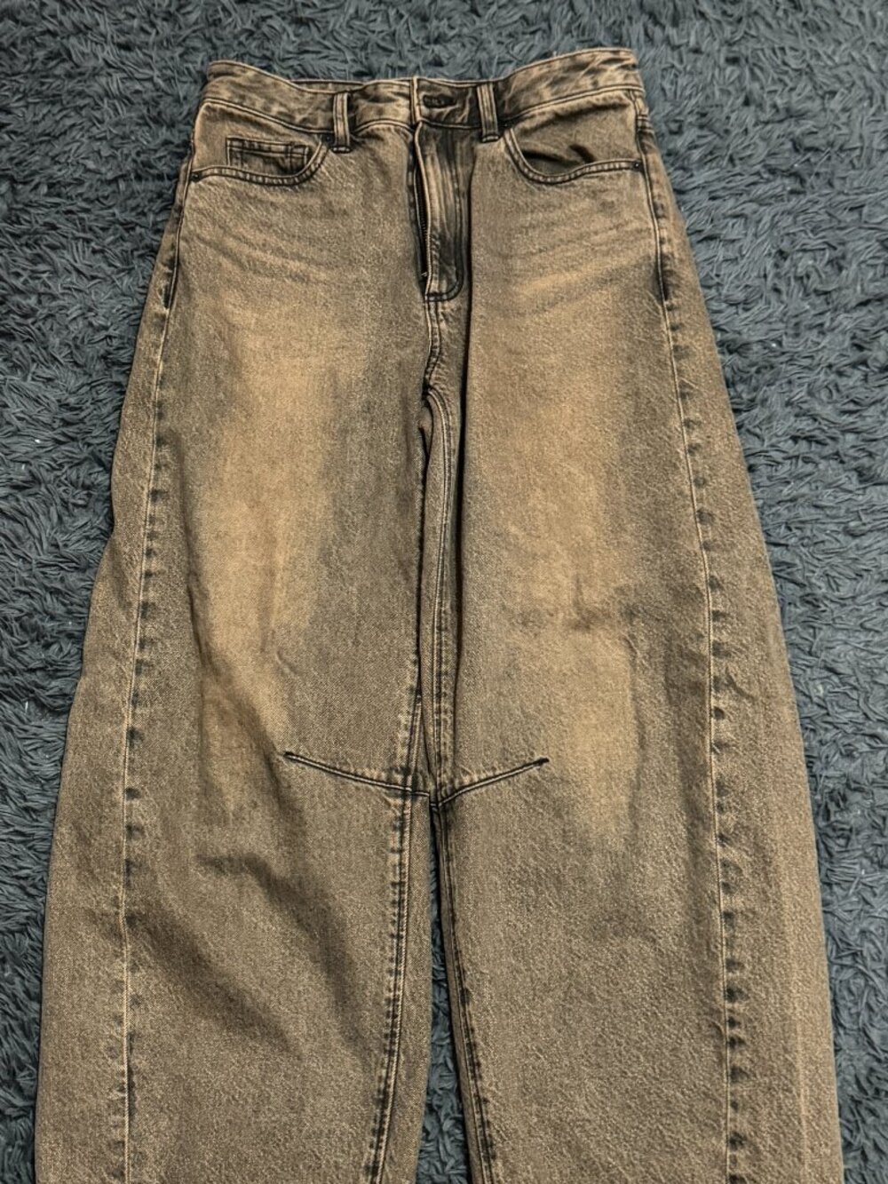 GU Brown Barrel Leg Jeans